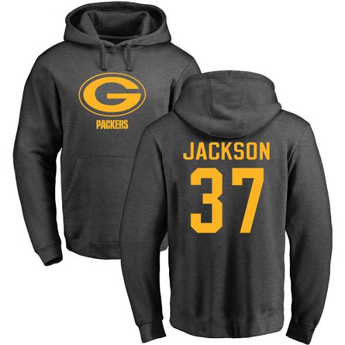 Men Green Bay Packers Ash #37 Jackson Josh One Color Nike NFL Pullover Hoodie Sweatshirts